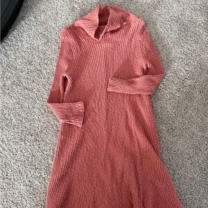 Ribbed Mauve Turtleneck Sweater Dress